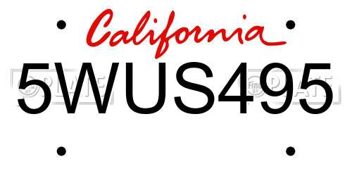 5WUS495 California License Plate