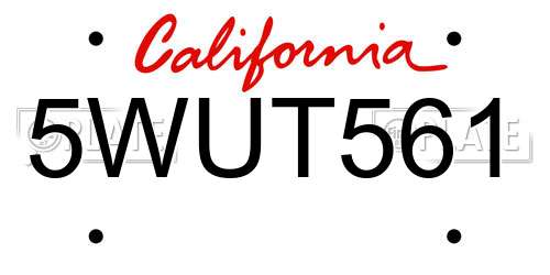 5WUT561 California License Plate