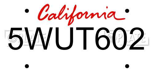 5WUT602 California License Plate