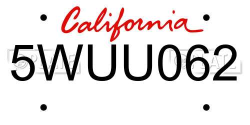5WUU062 California License Plate