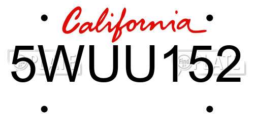 5WUU152 California License Plate