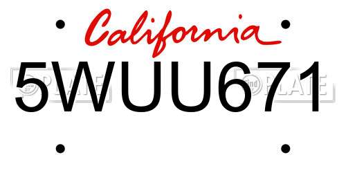 5WUU671 California License Plate