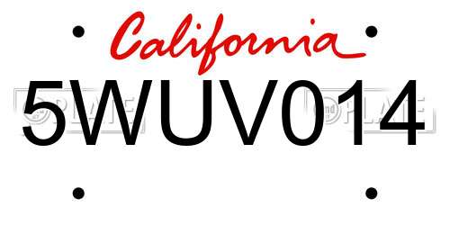 5WUV014 California License Plate