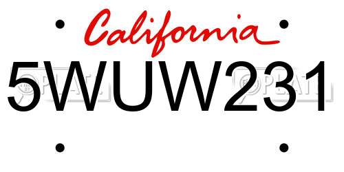 5WUW231 California License Plate