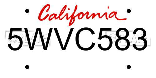 5WVC583 California License Plate