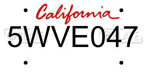5WVE047 California License Plate