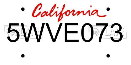 5WVE073 California License Plate