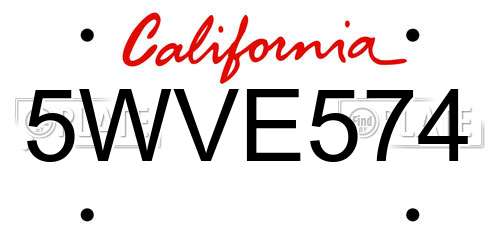 5WVE574 California License Plate