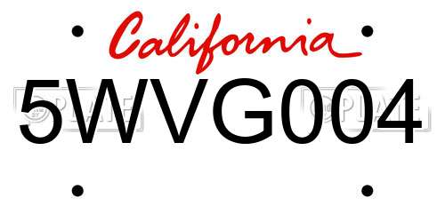 5WVG004 California License Plate