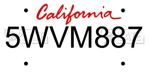 5WVM887 California License Plate
