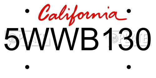 5WWB130 California License Plate