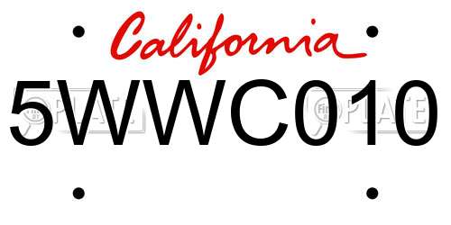 5WWC010 California License Plate