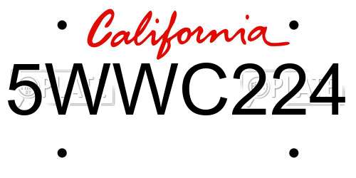 5WWC224 California License Plate