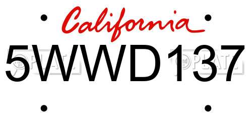 5WWD137 California License Plate