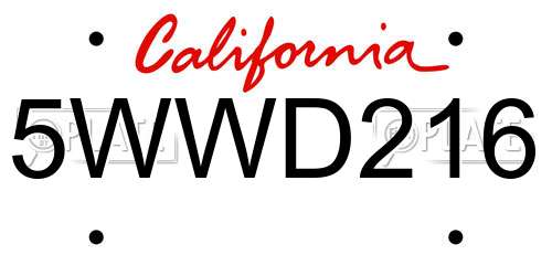 5WWD216 California License Plate