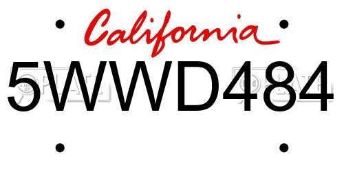 5WWD484 California License Plate