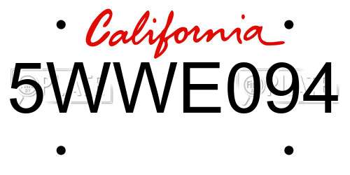 5WWE094 California License Plate