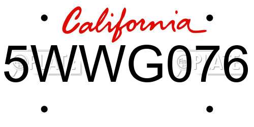 5WWG076 California License Plate