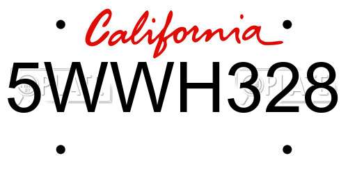 5WWH328 California License Plate