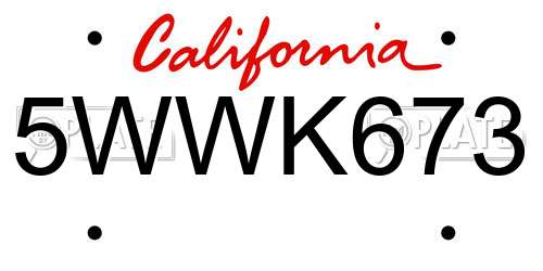 5WWK673 California License Plate