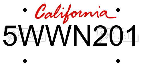 5WWN201 California License Plate