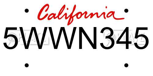 5WWN345 California License Plate