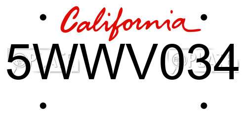 5WWV034 California License Plate