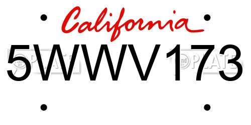5WWV173 California License Plate