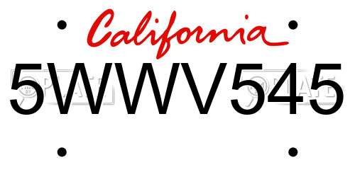 5WWV545 California License Plate