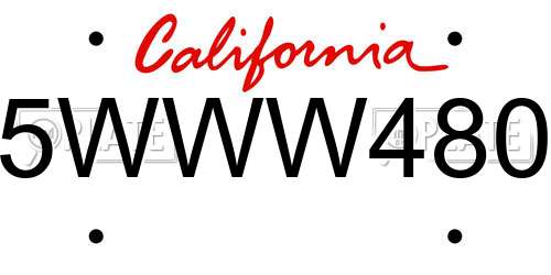 5WWW480 California License Plate