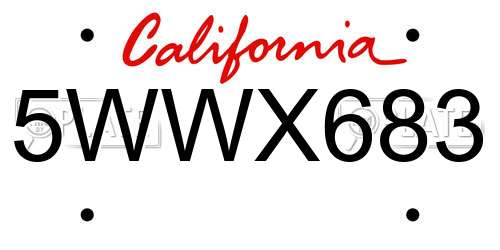 5WWX683 California License Plate