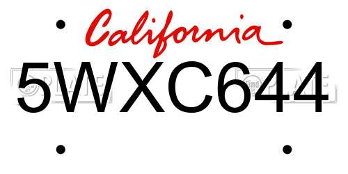 5WXC644 California License Plate