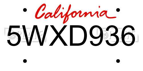 5WXD936 California License Plate