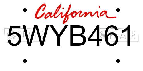 5WYB461 California License Plate
