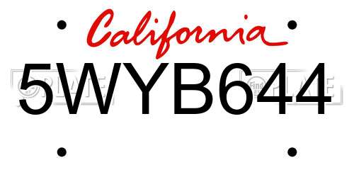 5WYB644 California License Plate