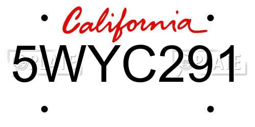 5WYC291 California License Plate