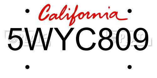 5WYC809 California License Plate