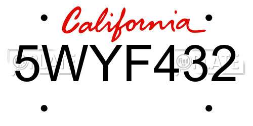 5WYF432 California License Plate