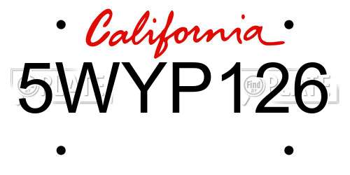 5WYP126 California License Plate