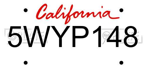 5WYP148 California License Plate