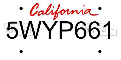 5WYP661 California License Plate