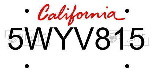 5WYV815 California License Plate