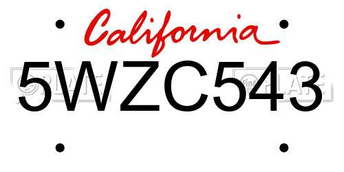 5WZC543 California License Plate