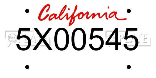 5X00545 California License Plate
