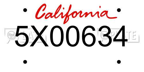 5X00634 California License Plate