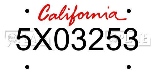 5X03253 California License Plate