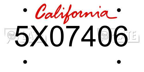 5X07406 California License Plate