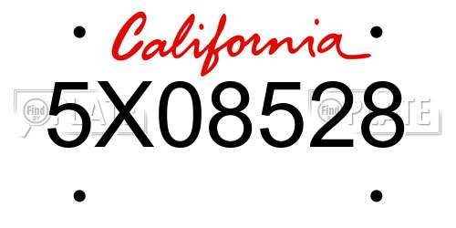 5X08528 California License Plate