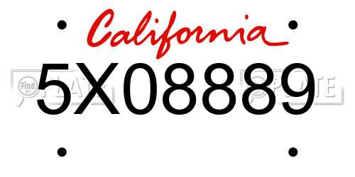 5X08889 California License Plate