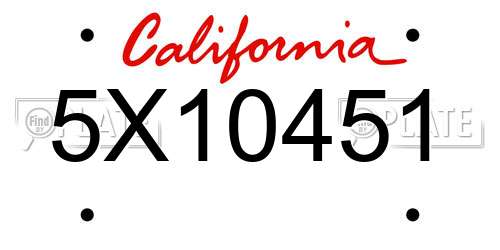 5X10451 California License Plate